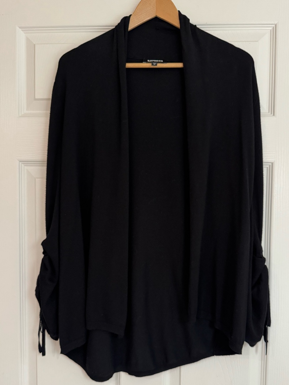 Express Black Open-Front Draped Cardigan with Sleeve Ties Size S/P